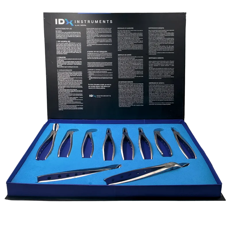 Adult Extraction Forceps Set - 10 Pieces, Diamond-Coated Tips - Equate Instruments