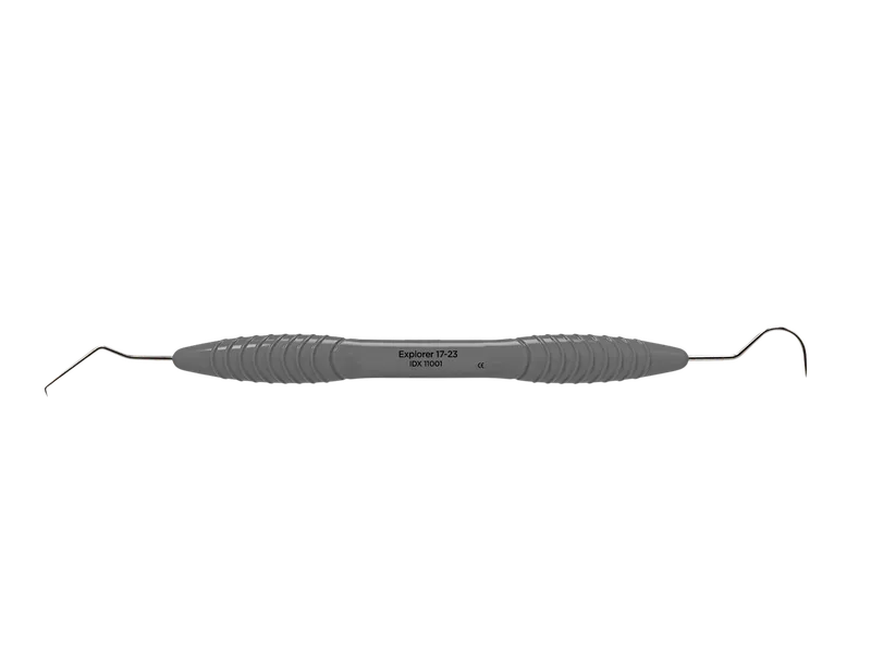 Explorer 17-23 - Double-Ended Dental Explorer with Grey Ergonomic Handle - Equate Instruments