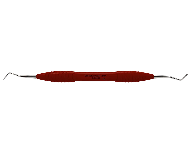 Spoon Excavator 1.3 mm - Red Silicone Handle - Equate Instruments