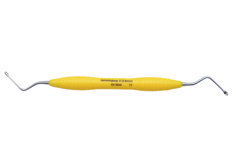 Hemmingway Bone Curette No. 2 - 2.8mm with Yellow Silicone Handle - Equate Instruments