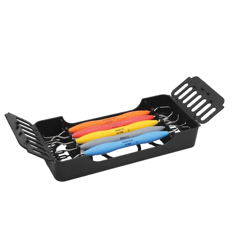 Basic Perio Set - 5 Gracey and Scaler Instruments with Plastic Cassette - Equate Instruments