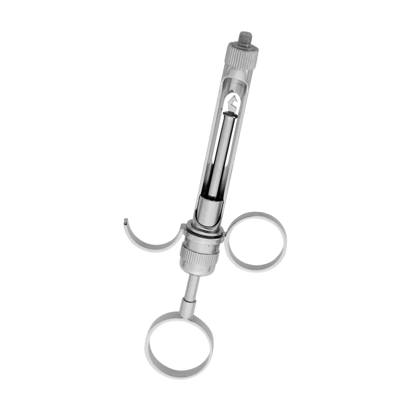 3-Ring Aspirating Syringe Stainless Steel 1.8 ml - EU Needle (Open Thumb Ring) - Equate Instruments