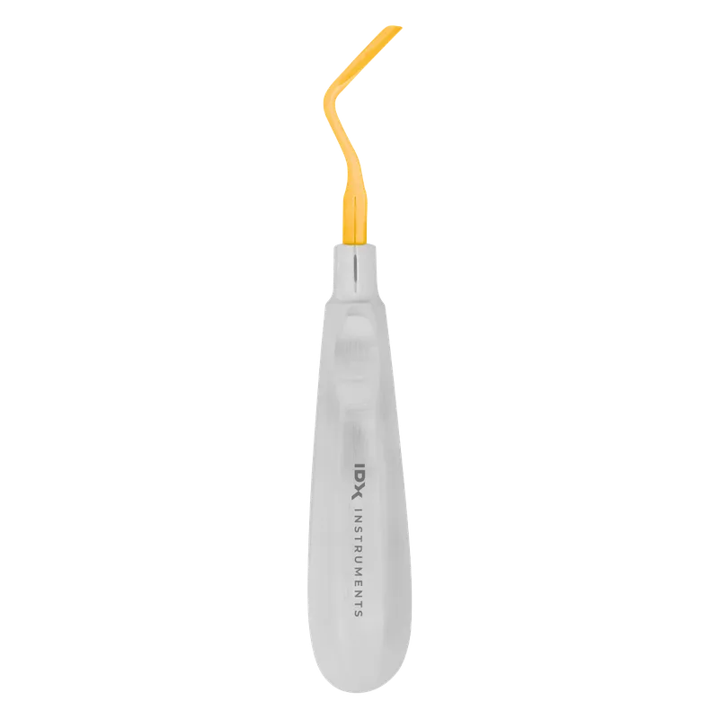 Extraction Elevator, Left Angled, 3.3 mm Gold-Coated Tip - Anatomical Stainless Handle - Equate Instruments