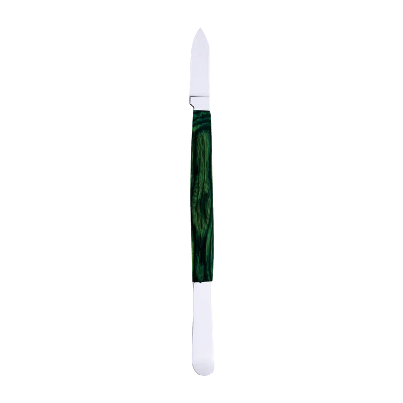 Fahnenstock Wax Knife 13 cm - Green Wood-Texture Handle - Equate Instruments