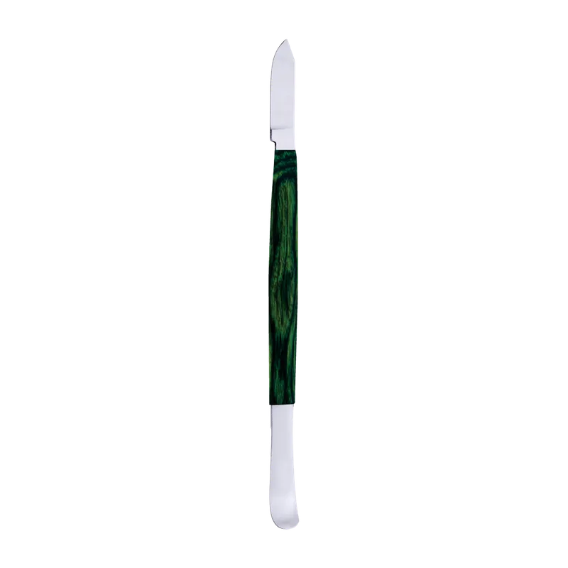 Fahnenstock Wax Knife 17 cm - Green Wood-Texture Handle - Equate Instruments