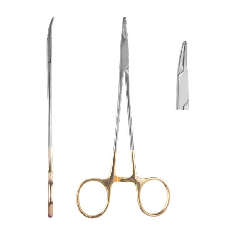 Crile-Wood Needle Holder Curved 15 cm - TC Jaws, Gold Handles - Equate Instruments