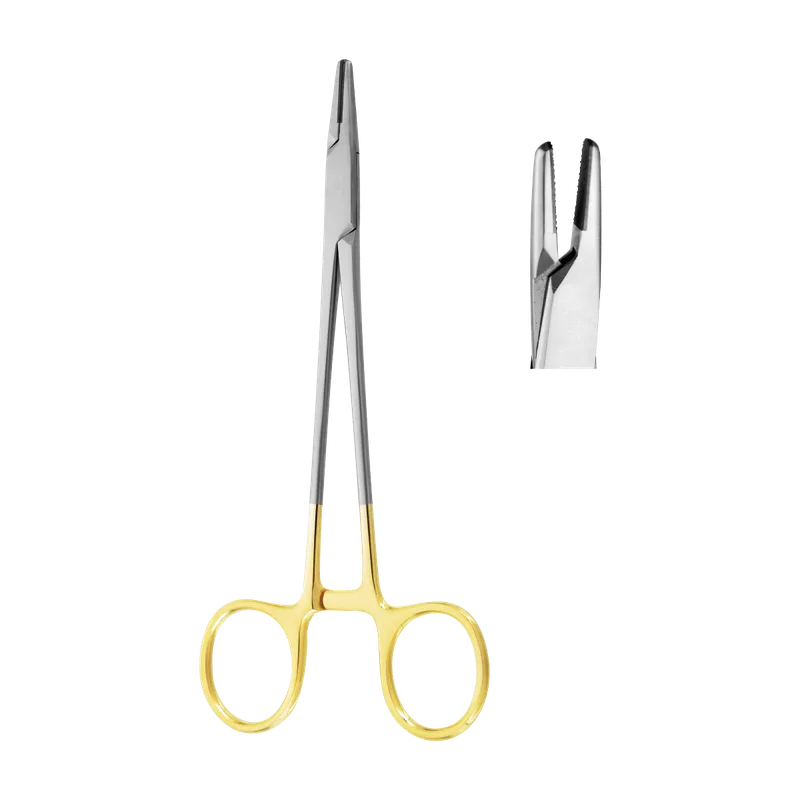 Mayo-Hegar Needle Holder 15 cm for 3-0 to 6-0 Sutures - TC Jaws, Gold Handles - Equate Instruments