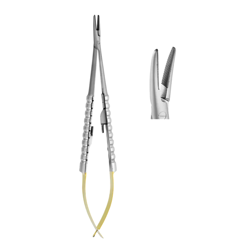 Castroviejo Needle Holder Curved 5-0 to 7-0 14cm TC Gold - Equate Instruments