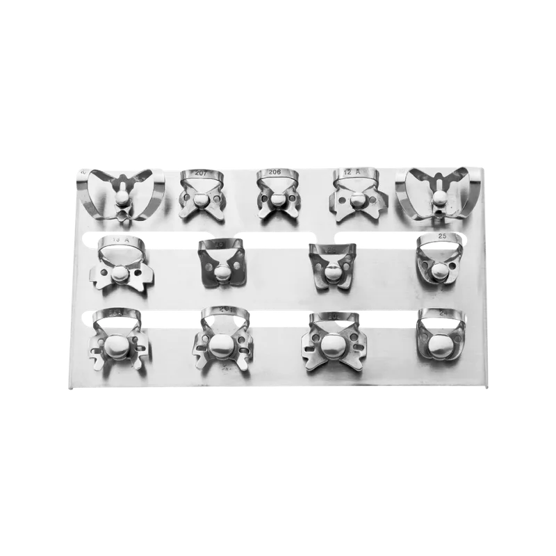 Rubber Dam Clamp Set, 13 Pieces, in Tray - Equate Instruments
