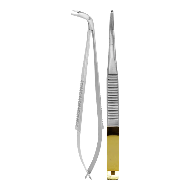Castroviejo Needle Holder Plier 13 cm with Tungsten Carbide Jaws (Gold Handle) - Equate Instruments