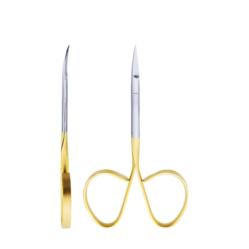 Micro Scissors Iris TC Curved 10.5cm, 18mm Blade, Single-Serrated - Equate Instruments