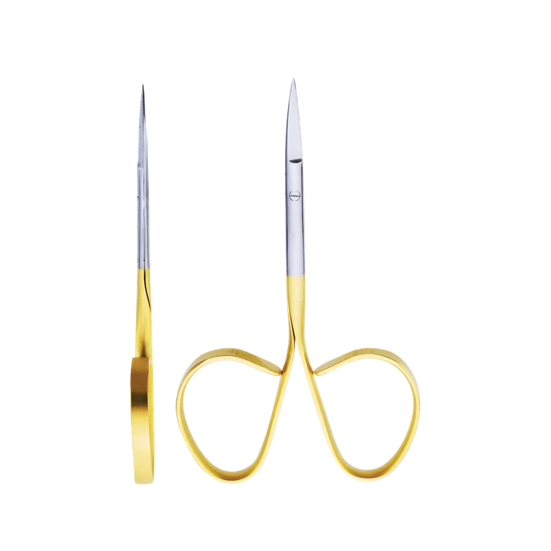 Iris Micro Scissor, Straight 10.5 cm, 30 mm TC Blade, Gold - Equate Instruments