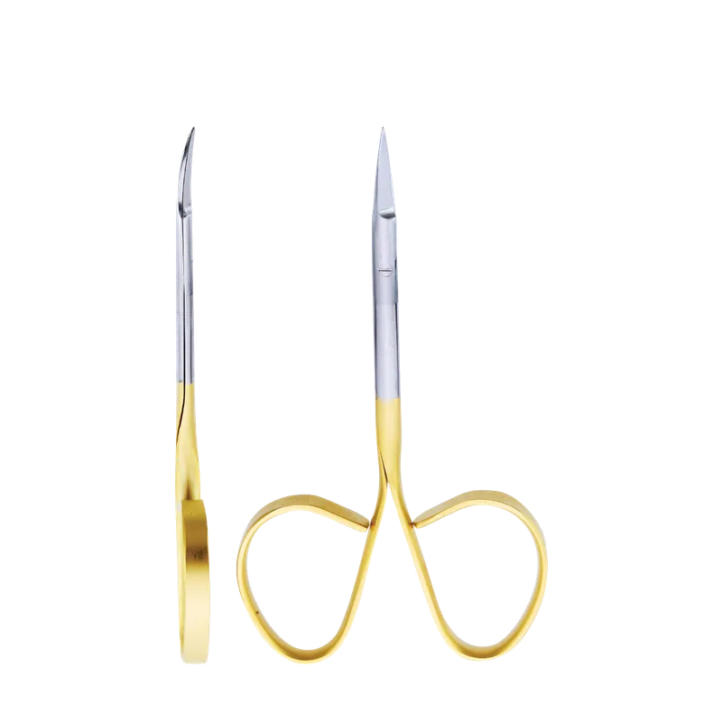 Micro Scissors Iris TC Curved 10.5cm, 15mm Blade, Single-Serrated - Equate Instruments