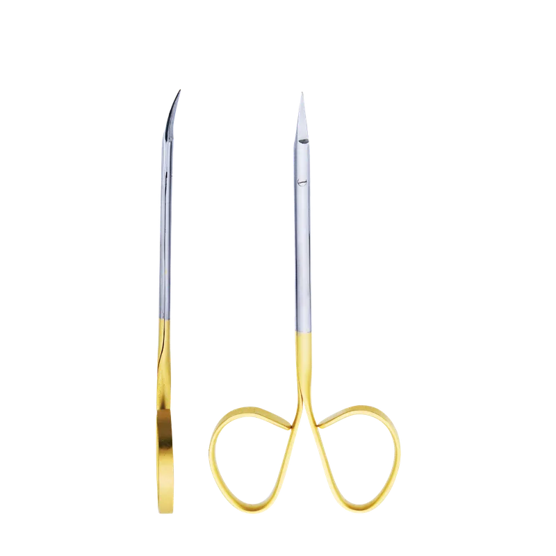 Iris Micro Scissor, Curved 13 cm, 15 mm TC Blade, Gold - Equate Instruments