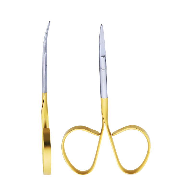 Micro Surgery Scissor, Curved 10.5 cm, 20 mm TC Blade, Gold - Equate Instruments
