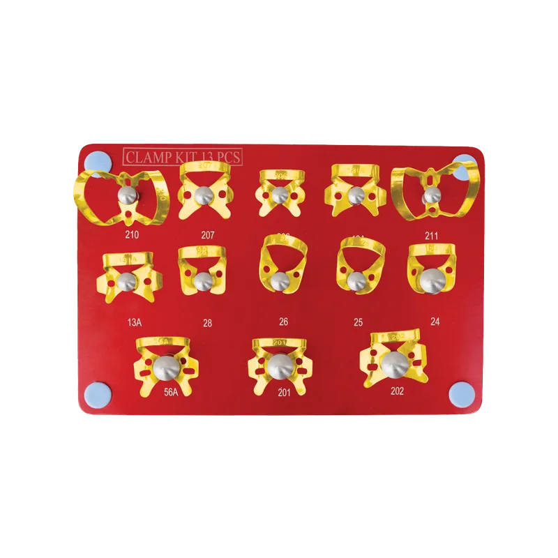Rubber Dam Clamp Kit, 13 Pieces, Gold-coloured Clamps - Equate Instruments