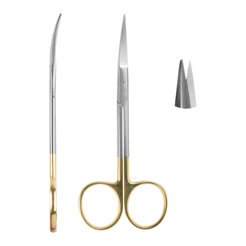 Iris Scissors Curved Serrated 12 cm (TC) with Gold Handles - Equate Instruments